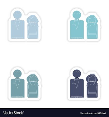 Set of paper stickers on white background bride vector image