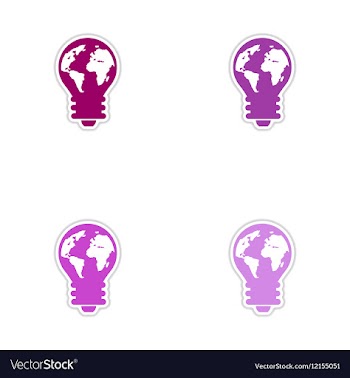 Set of paper stickers on white background bulb vector image