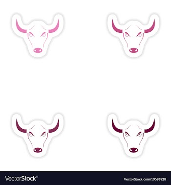Set of paper stickers on white background Bull vector image