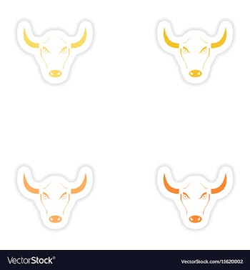 Set of paper stickers on white background Bull vector image