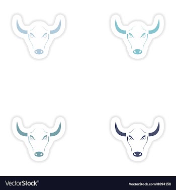 Set of paper stickers on white background Bull vector image