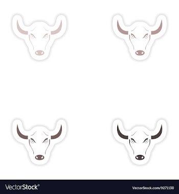 Set of paper stickers on white background Bull vector image