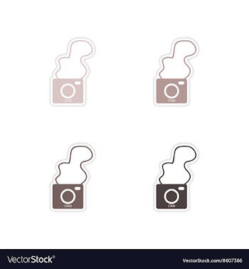 Set of paper stickers on white background camera vector image