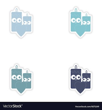 Set of paper stickers on white background candle vector image
