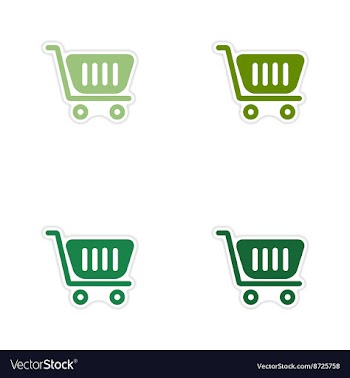 Set of paper stickers on white background cart vector image