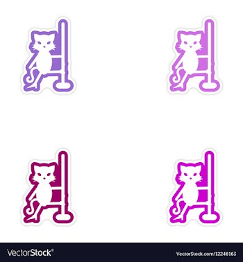 Set of paper stickers on white background cat vector image