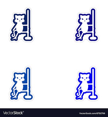 Set of paper stickers on white background cat vector image
