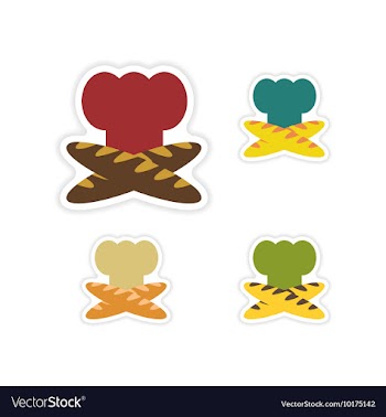 Set of paper stickers on white background chef hat vector image