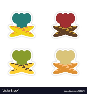 Set of paper stickers on white background chef hat vector image