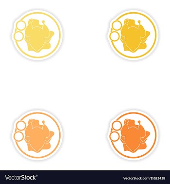 Set of paper stickers on white background chicken vector image