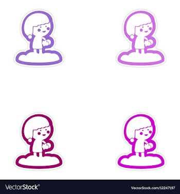 Set of paper stickers on white background child vector image
