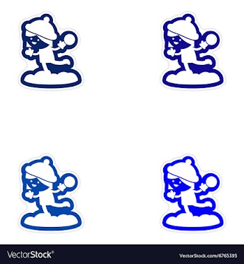 Set of paper stickers on white background child vector image
