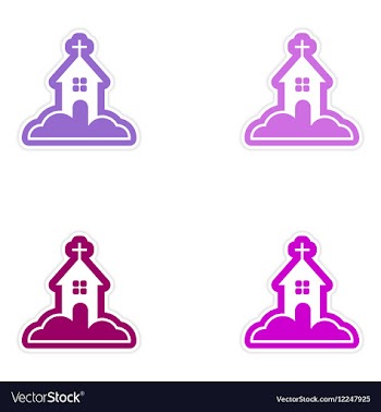 Set of paper stickers on white background Church vector image