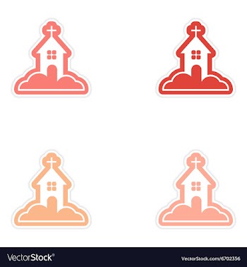Set of paper stickers on white background Church vector image