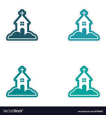 Set of paper stickers on white background Church vector image