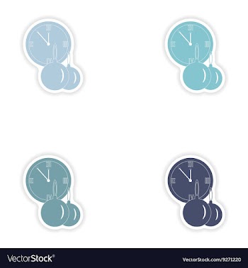 Set of paper stickers on white background clock vector image