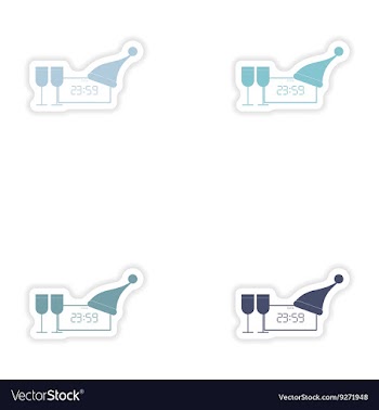 Set of paper stickers on white background clock vector image