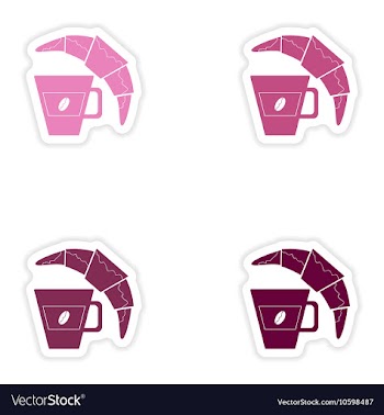 Set of paper stickers on white background coffee vector image