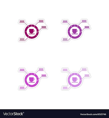 Set of paper stickers on white background coffee vector image
