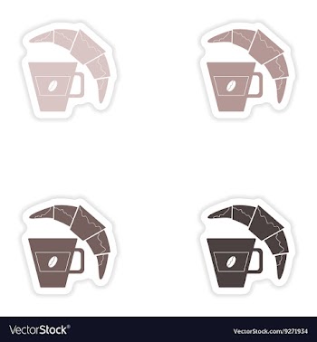 Set of paper stickers on white background coffee vector image