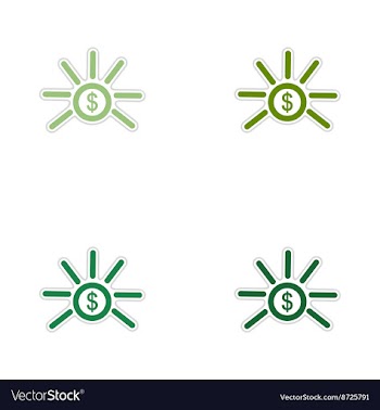 Set of paper stickers on white background coin vector image