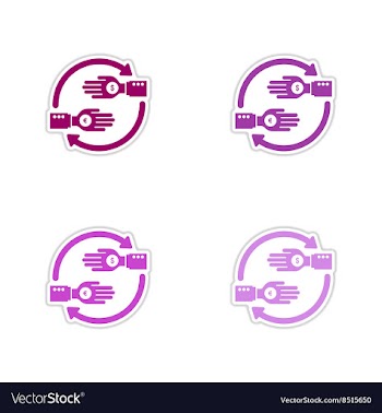 Set of paper stickers on white background coins in vector image