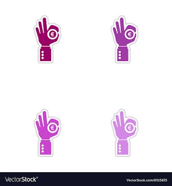 Set of paper stickers on white background coins in vector image