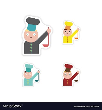 Set of paper stickers on white background cook vector image