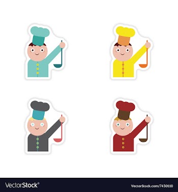 Set of paper stickers on white background cook vector image