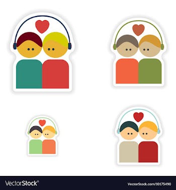 Set of paper stickers on white background couple vector image
