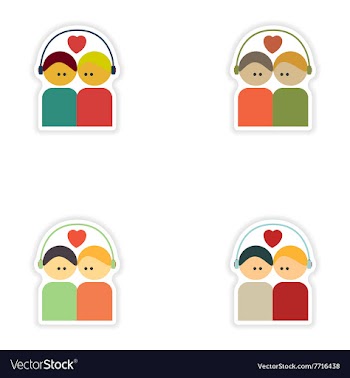 Set of paper stickers on white background couple vector image