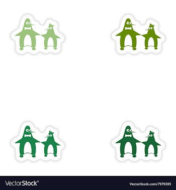 Set of paper stickers on white background couple vector image
