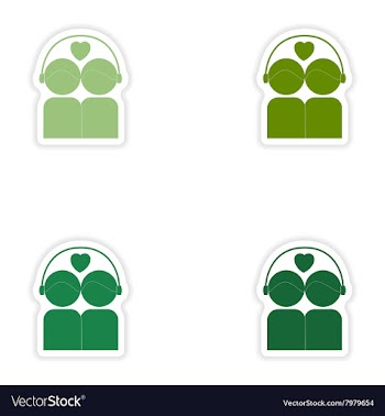 Set of paper stickers on white background couple vector image