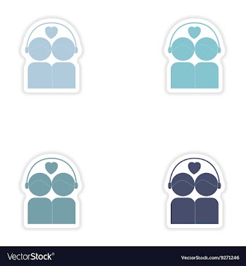 Set of paper stickers on white background couple vector image