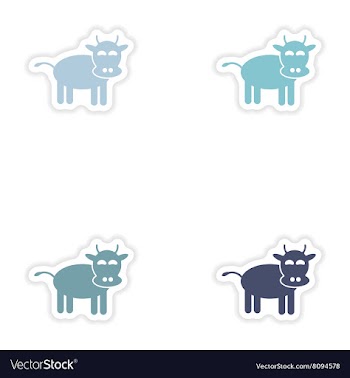 Set of paper stickers on white background cow vector image