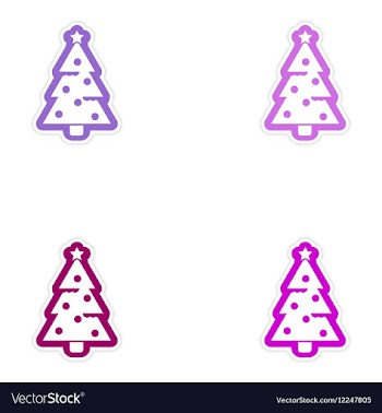 Set of paper stickers on white background cristmas vector image