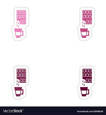 Set of paper stickers on white background cup hot vector image