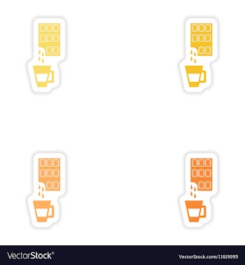 Set of paper stickers on white background cup hot vector image