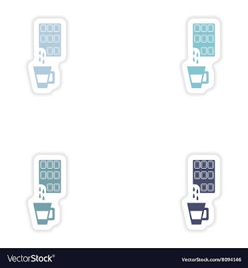 Set of paper stickers on white background cup hot vector image