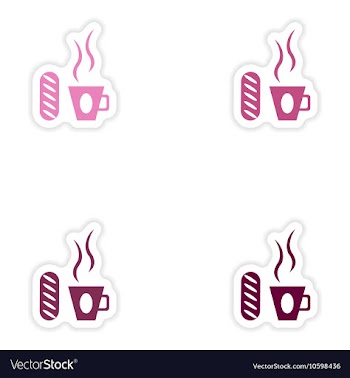 Set of paper stickers on white background cup of vector image