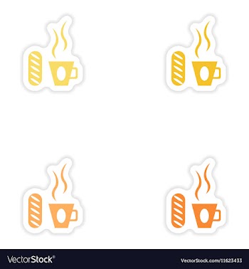 Set of paper stickers on white background cup of vector image