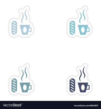 Set of paper stickers on white background cup of vector image