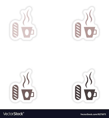 Set of paper stickers on white background cup of vector image