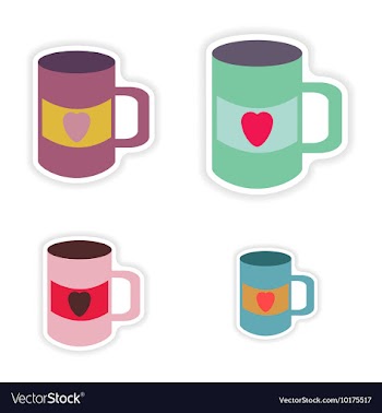 Set of paper stickers on white background cup vector image