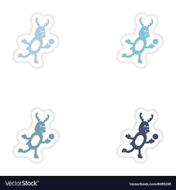 Set of paper stickers on white background deer vector image