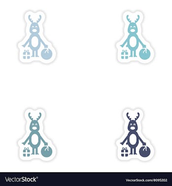 Set of paper stickers on white background deer vector image