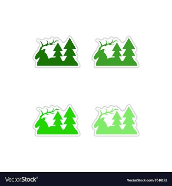Set of paper stickers on white background deer vector image