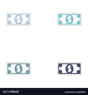 Set of paper stickers on white background dollar vector image