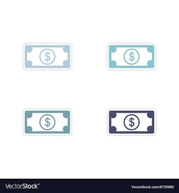 Set of paper stickers on white background dollar vector image