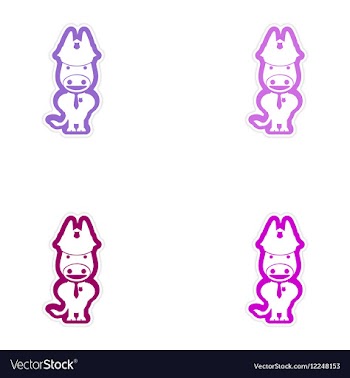 Set of paper stickers on white background donkey vector image